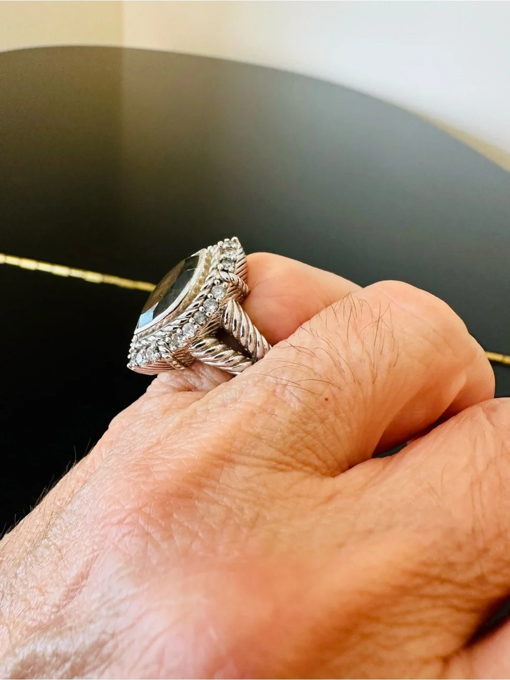 Judith Ripka Luxury Designer Couture Runway RARE Authentic Formal Silver Ring